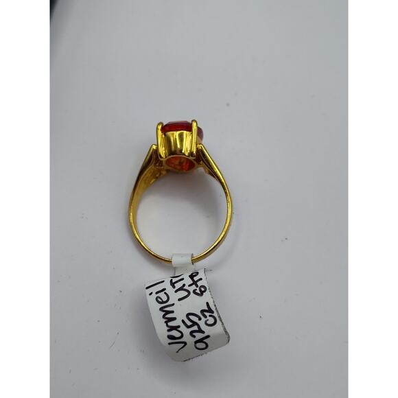 UTC Large Pear Shape Orange Citrine CZ Gold Plated Sterling Silver Ring Size 10 - Picture 4 of 5